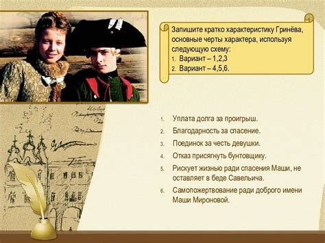 Герои Капитанской дочки: ключевые характеристики