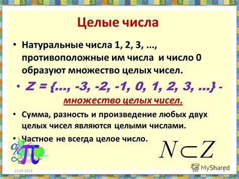 Значение понятия "целое число"