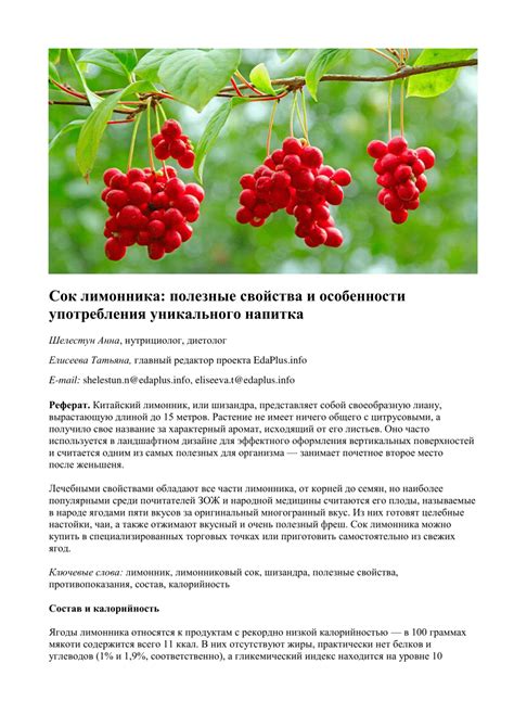 Полезные свойства лимонника