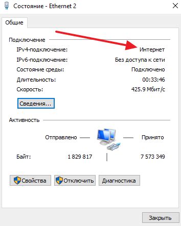 Проверка подключения к Интернету