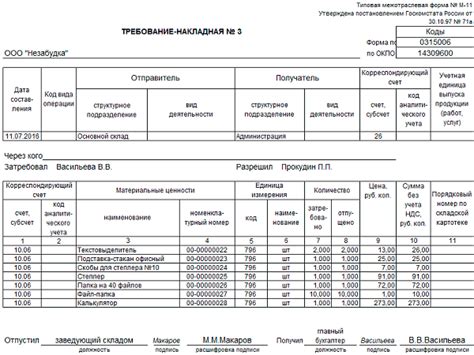 Учет запасного материала