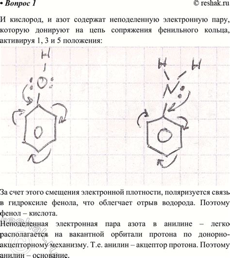 Фенол - кислотное соединение, а анилин - основное вещество